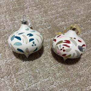 Karma Set Of 2 Hand Painted Retro Christmas Ornaments